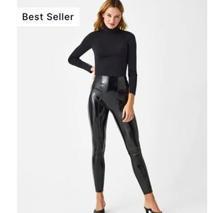 SPANX Faux Patent Leather Leggings - size medium